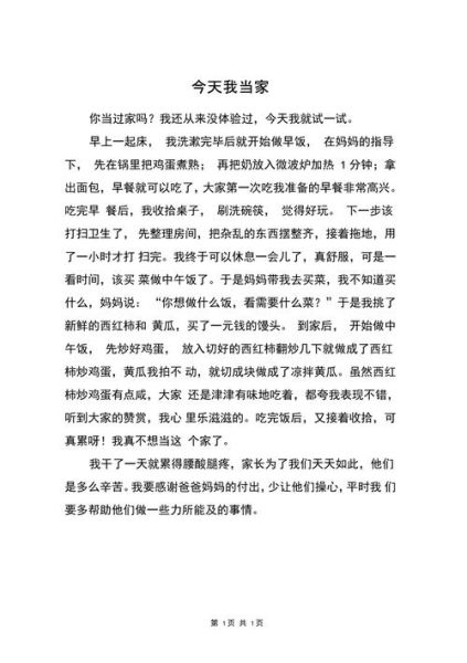 今天我当家作文400字怎么写_今天我当家作文写作技巧-第2张图片-星辰妙记